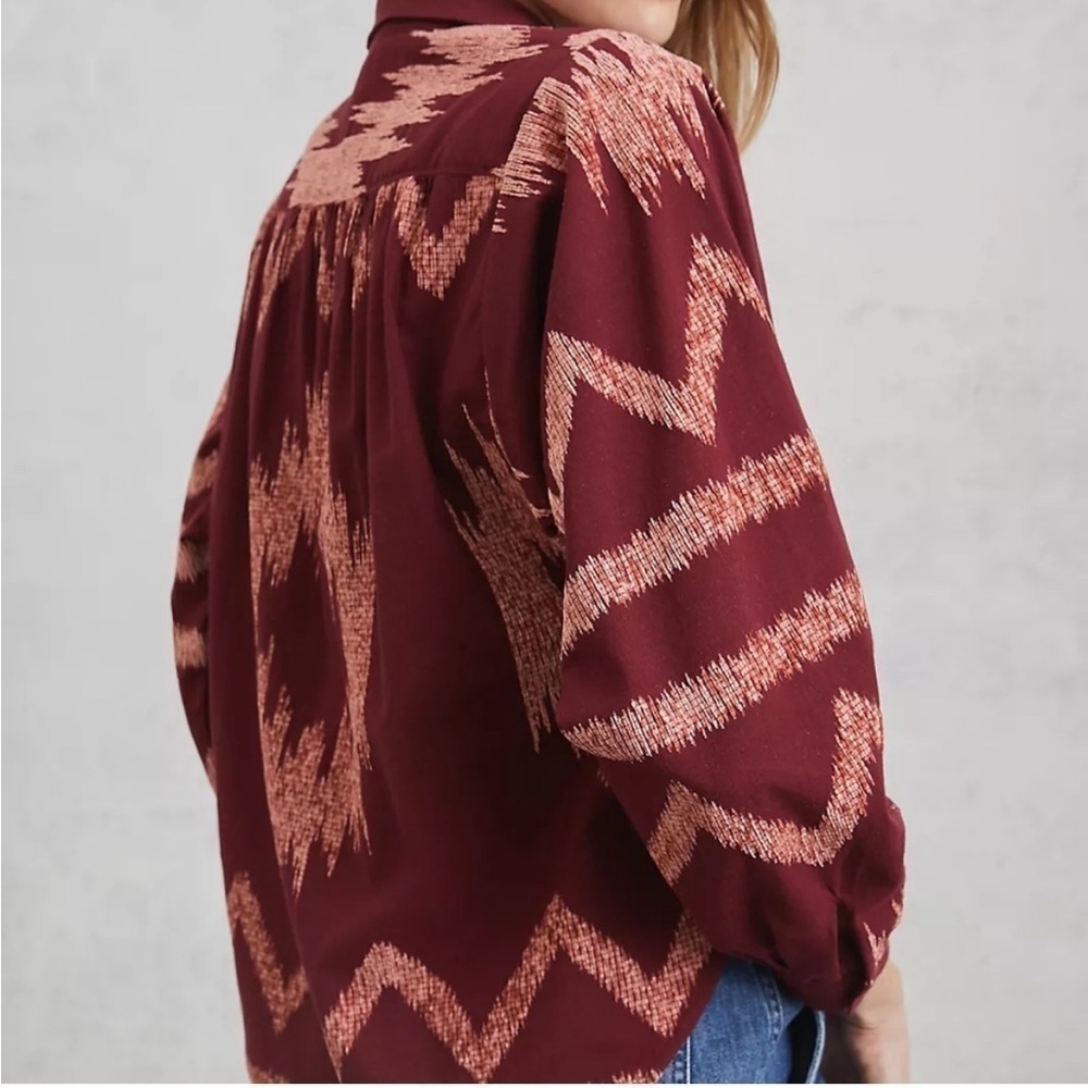 NWT Anthropologie Pilcro The Romy Relaxed Geometric Buttondown Top - Picture 3 of 11